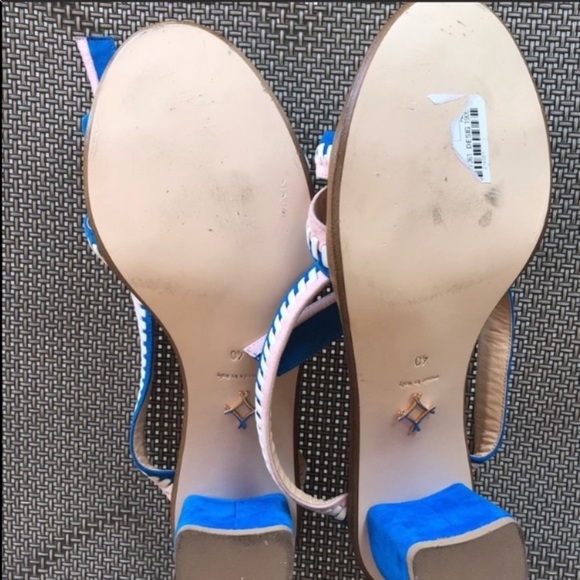 New - BLUE Andrea Gomez Bea suede block heels - Picture 7 of 8